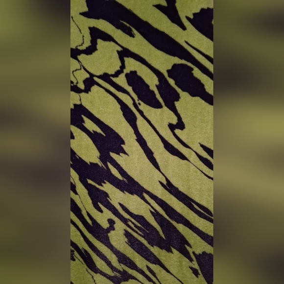 NWOT Zara Neon Green Zebra Velour Flare High Rise Emo Goth Stretch Pant SZ S - Picture 3 of 5